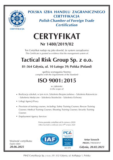 Certyfikat ISO 9001:2015